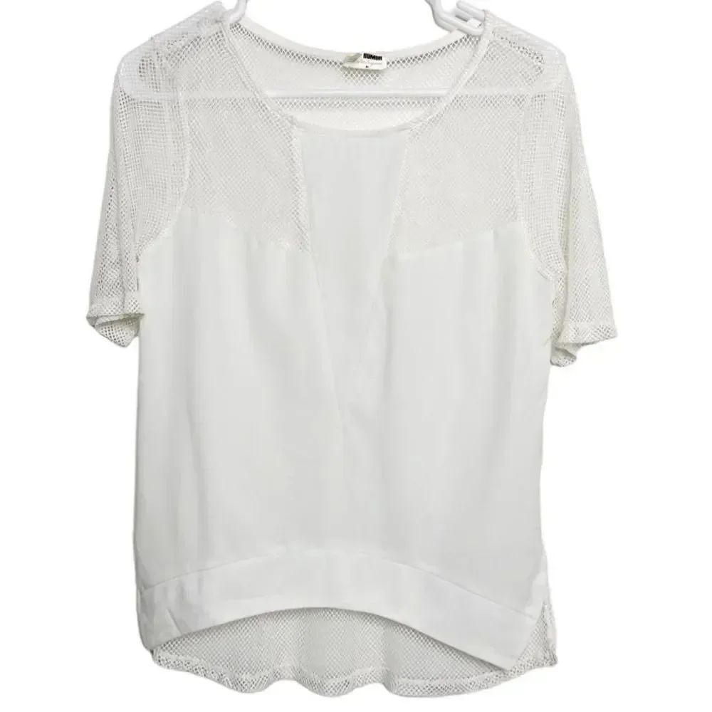 LF Rumor Boutique Mesh Short Sleeve Shirt White Size Medium